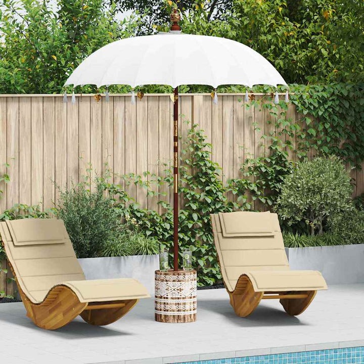 Balinesisk parasol med base Creme og hvid 190 x 190 x 250 cm