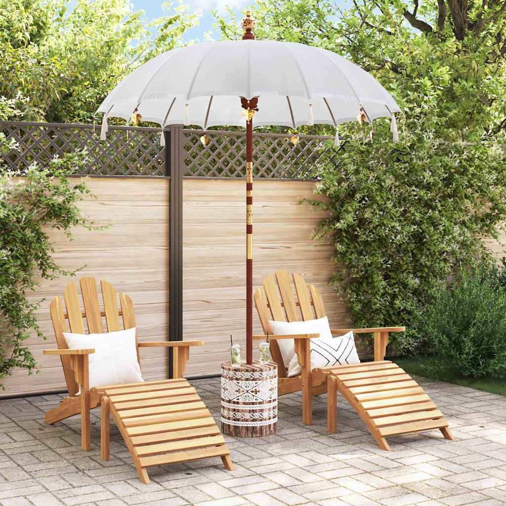 Balinesisk parasol med base Creme og hvid 190 x 190 x 250 cm