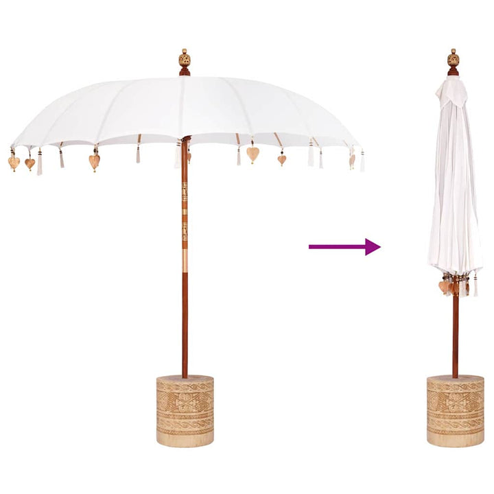 Balinesisk parasol med base 250 220 x 220 x 250 cm