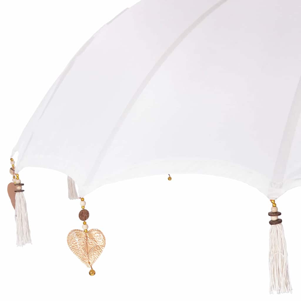Balinesisk parasol med base Creme og hvid 220 x 220 x 250 cm