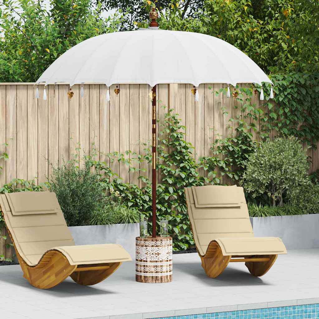 Balinesisk parasol med base Creme og hvid 220 x 220 x 250 cm