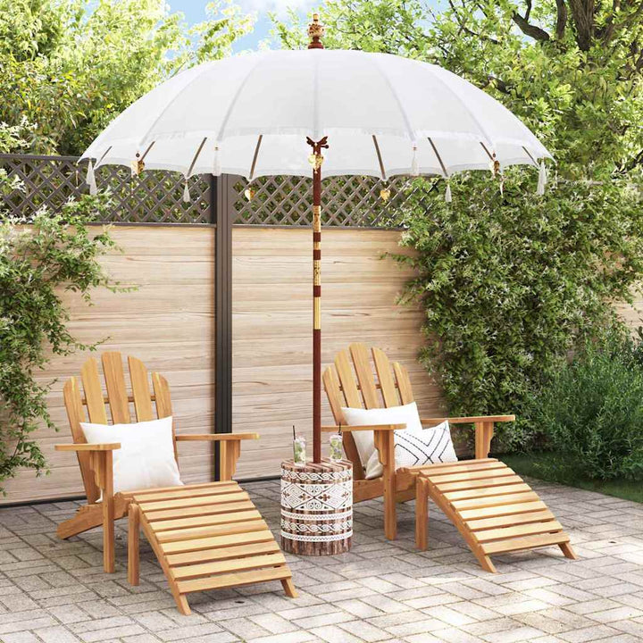 Balinesisk parasol med base Creme og hvid 220 x 220 x 250 cm