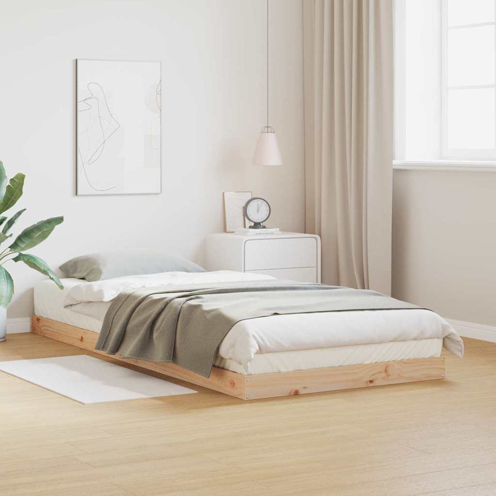 Gulv seng ramme Naturfarvet 90 x 210 cm Massiv fyrretræ