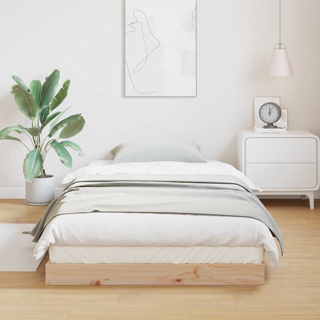 Gulv seng ramme Naturfarvet 90 x 210 cm Massiv fyrretræ