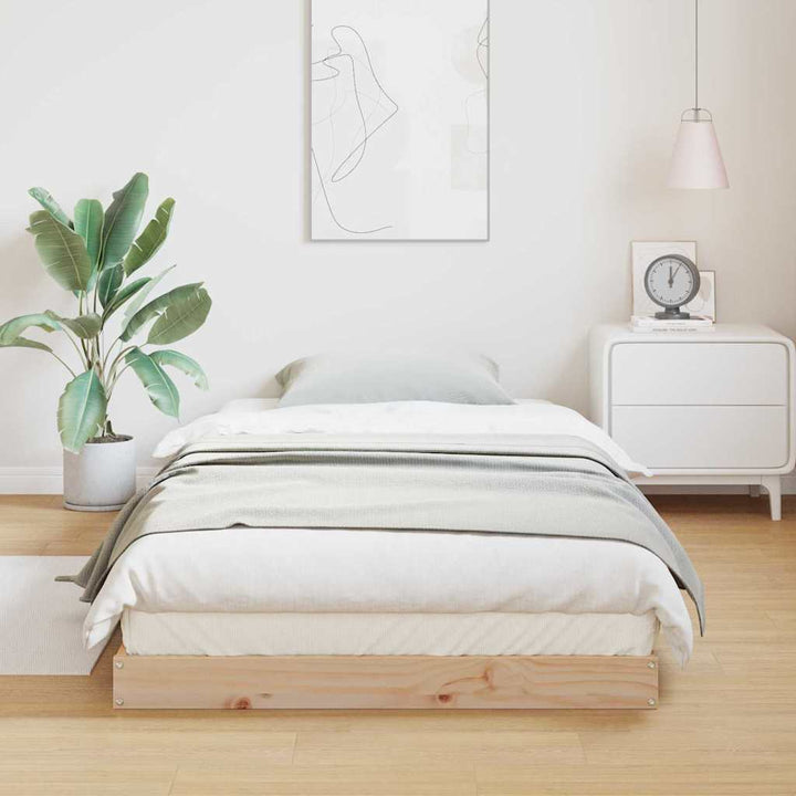 Gulv seng ramme Naturfarvet 90 x 210 cm Massiv fyrretræ