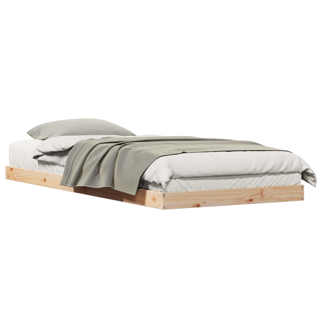 Gulv seng ramme Naturfarvet 90 x 210 cm Massiv fyrretræ