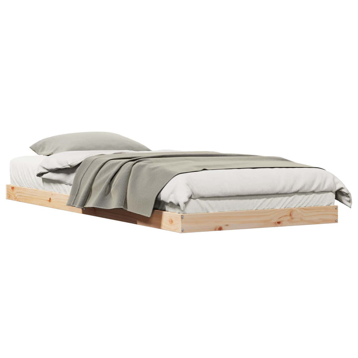 Gulv seng ramme Naturfarvet 90 x 210 cm Massiv fyrretræ