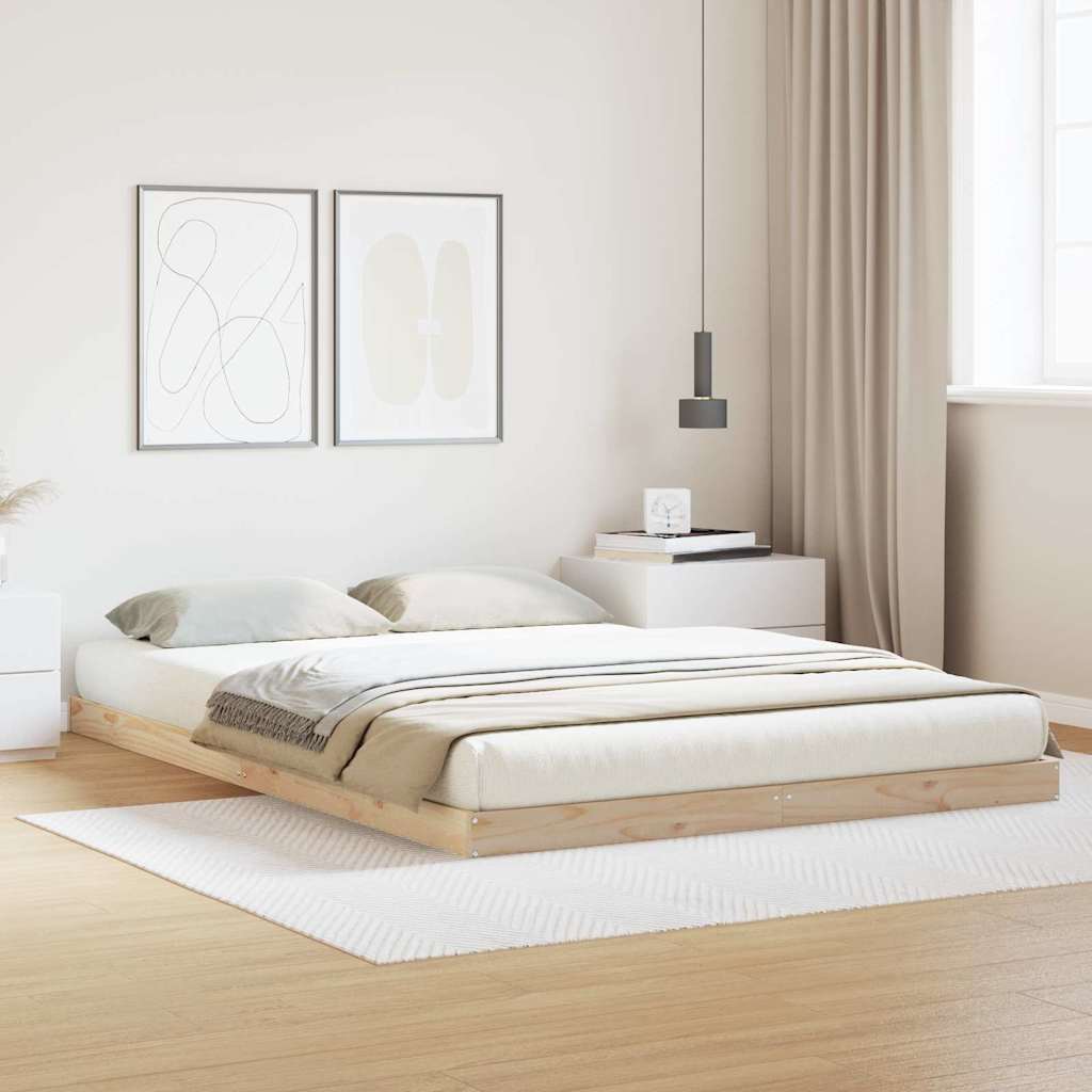 Gulv seng ramme Naturfarvet 140 x 210 cm Massiv fyrretræ