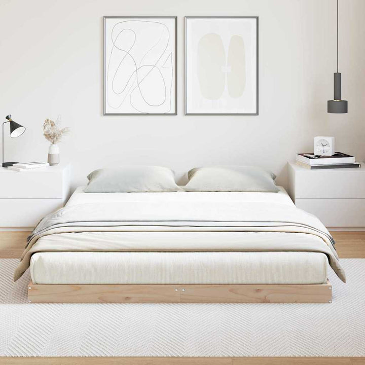 Gulv seng ramme Naturfarvet 140 x 210 cm Massiv fyrretræ