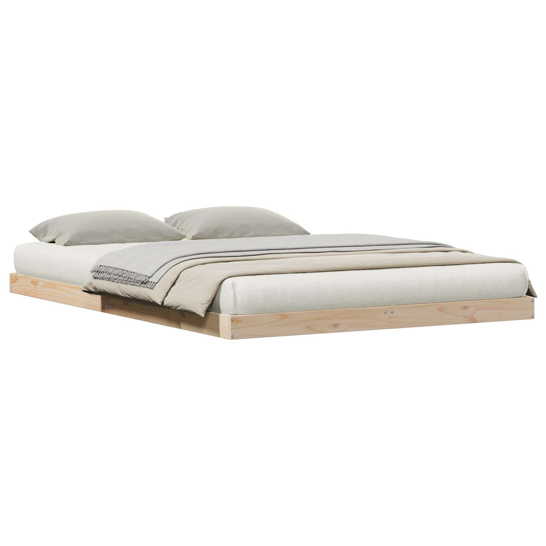Gulv seng ramme Naturfarvet 140 x 210 cm Massiv fyrretræ