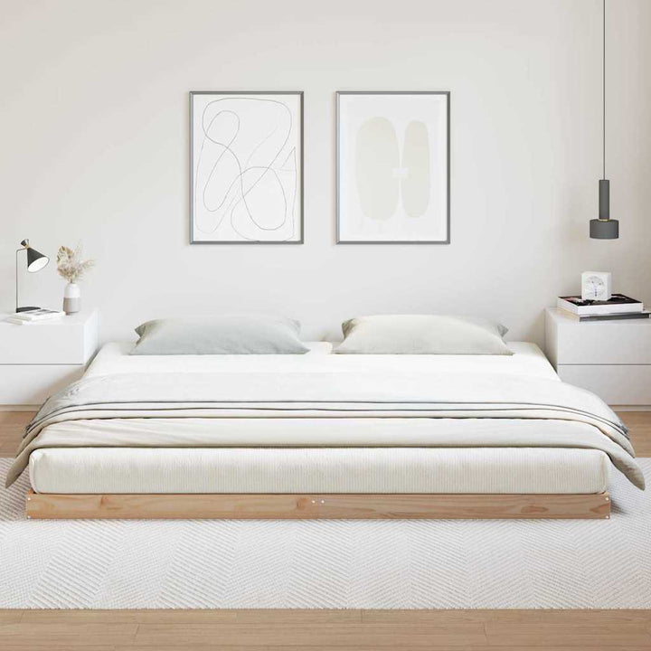 Gulv seng ramme Naturfarvet 213,5 x 184 x 9 cm Massiv fyrretræ