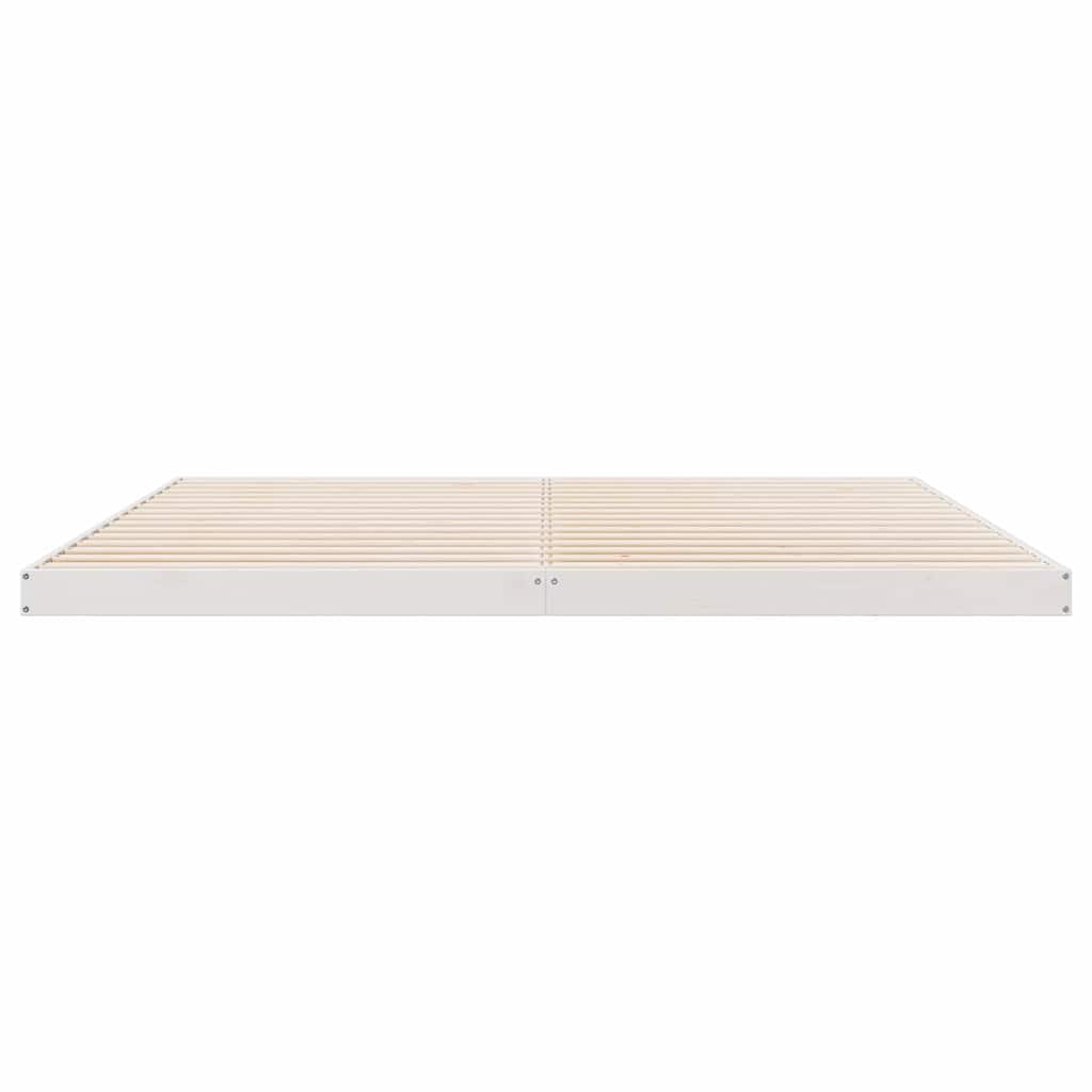 Gulv seng ramme Hvid 213,5 x 184 x 9 cm Massiv fyrretræ