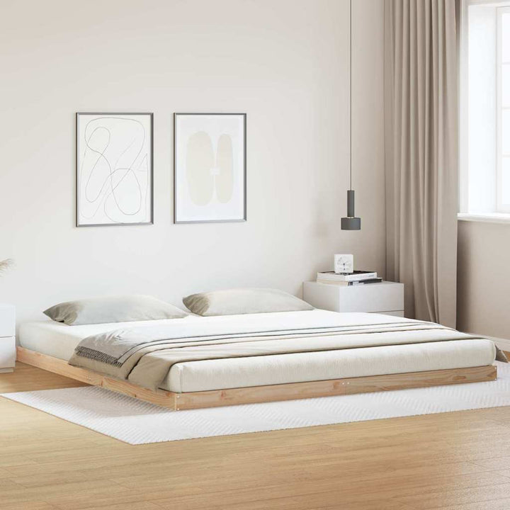 Gulv seng ramme Naturfarvet 213,5 x 204 x 9 cm Massiv fyrretræ