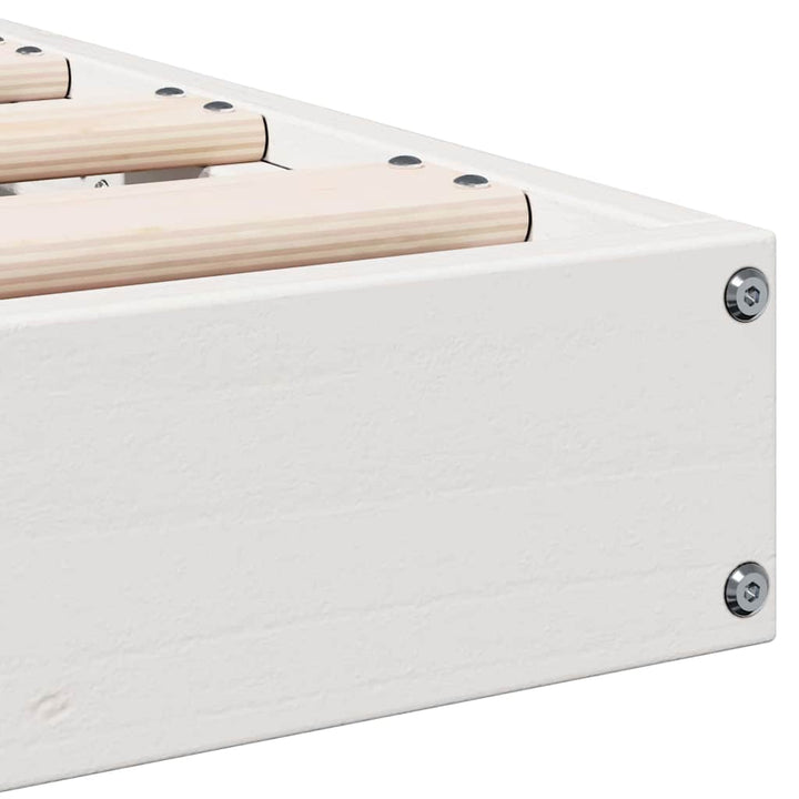 Gulv seng ramme Hvid 80 x 220 cm Massiv fyrretræ