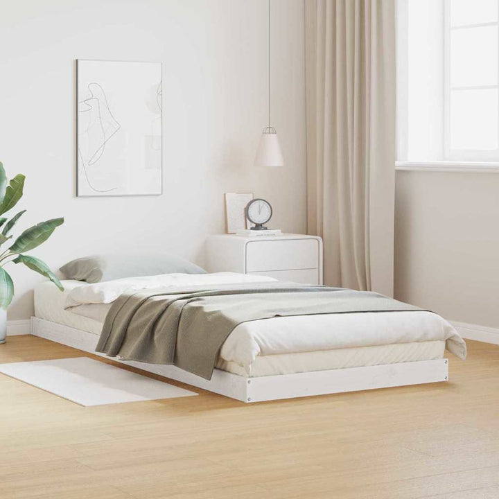 Gulv seng ramme Hvid 80 x 220 cm Massiv fyrretræ