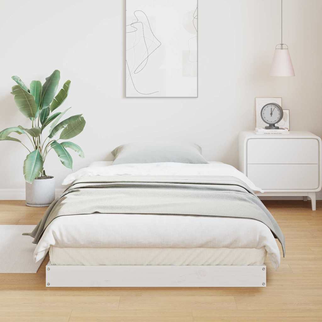 Gulvsengramme Hvid 100 x 220 cm Massiv fyrretræ
