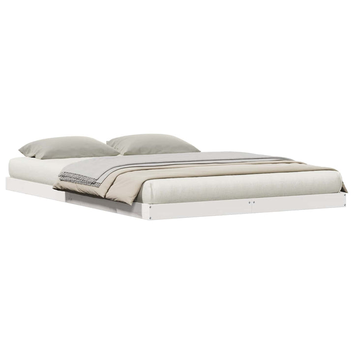 Gulv seng ramme Hvid 160 x 220 cm Massiv fyrretræ