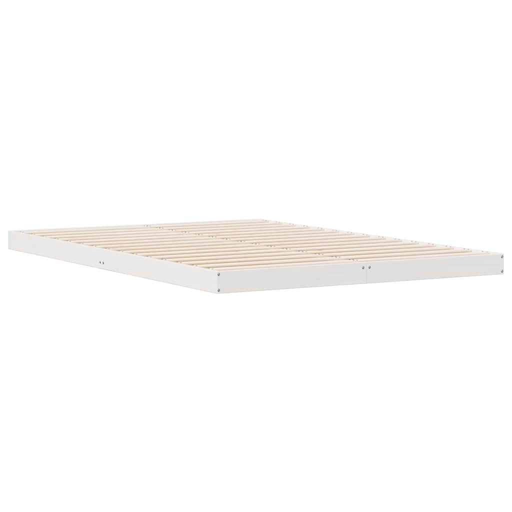 Gulv seng ramme Hvid 160 x 220 cm Massiv fyrretræ