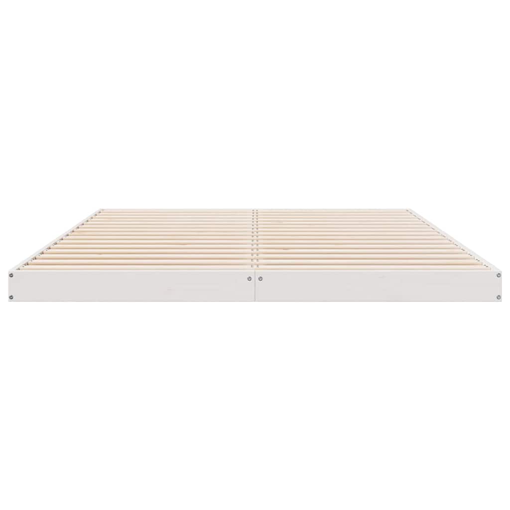 Gulv seng ramme Hvid 160 x 220 cm Massiv fyrretræ