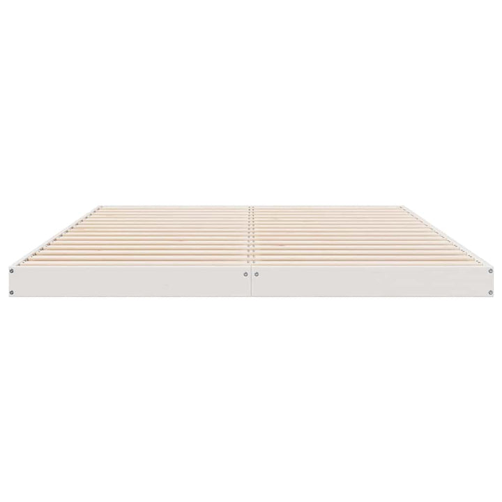 Gulv seng ramme Hvid 160 x 220 cm Massiv fyrretræ