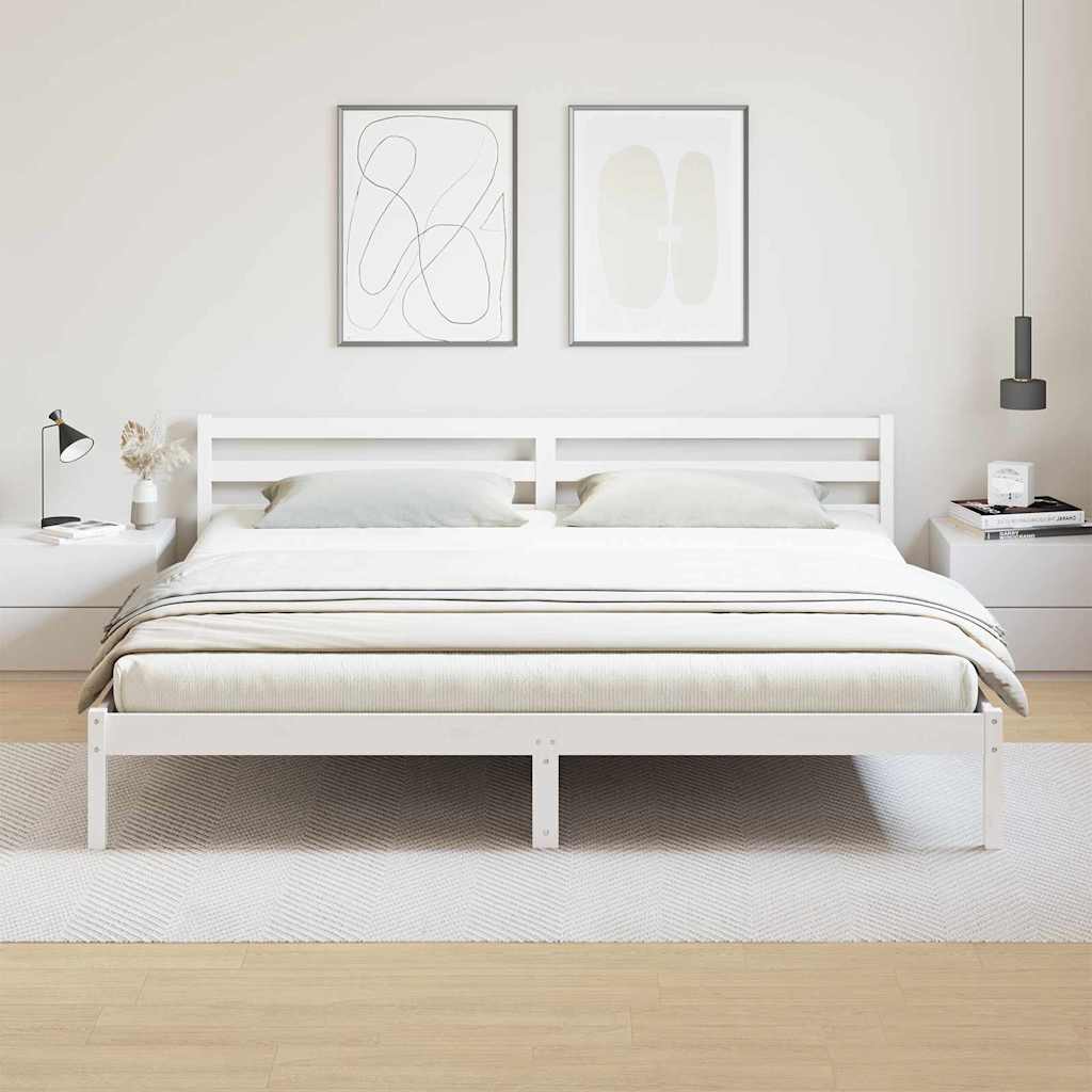 Sengestel Hvid 215,5 x 205,5 x 69,5 cm Massivt fyrretræ