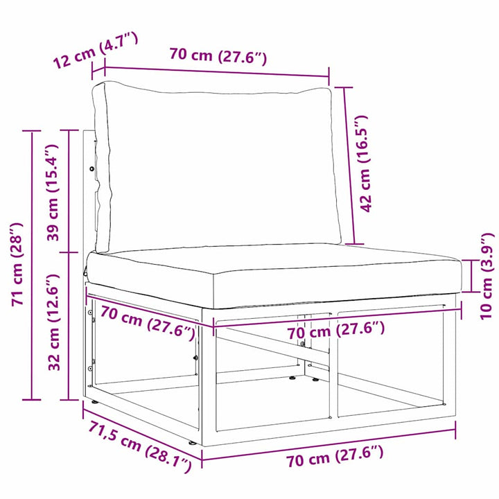 Udendørs Møbler Metal Sort og Anthracit 70 x 71,5 x 71 cm