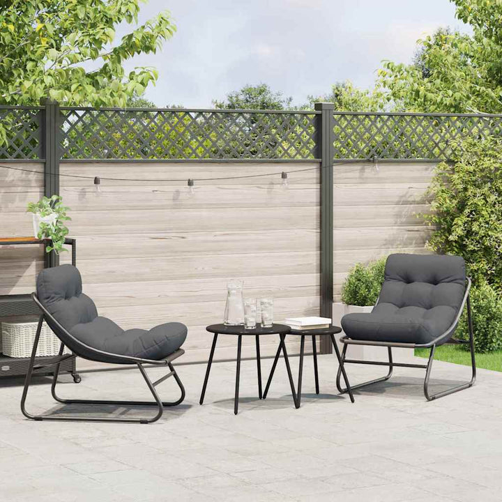 Havemøbler 2 pcs Sort 60,5 x 81 x 71 cm Pulverlakeret stål