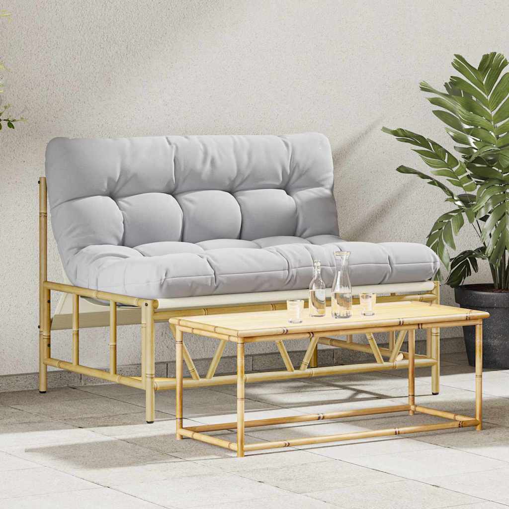 Udendørs siddepladser med pude Lysegrå 110 x 74,5 x 71 cm Stål