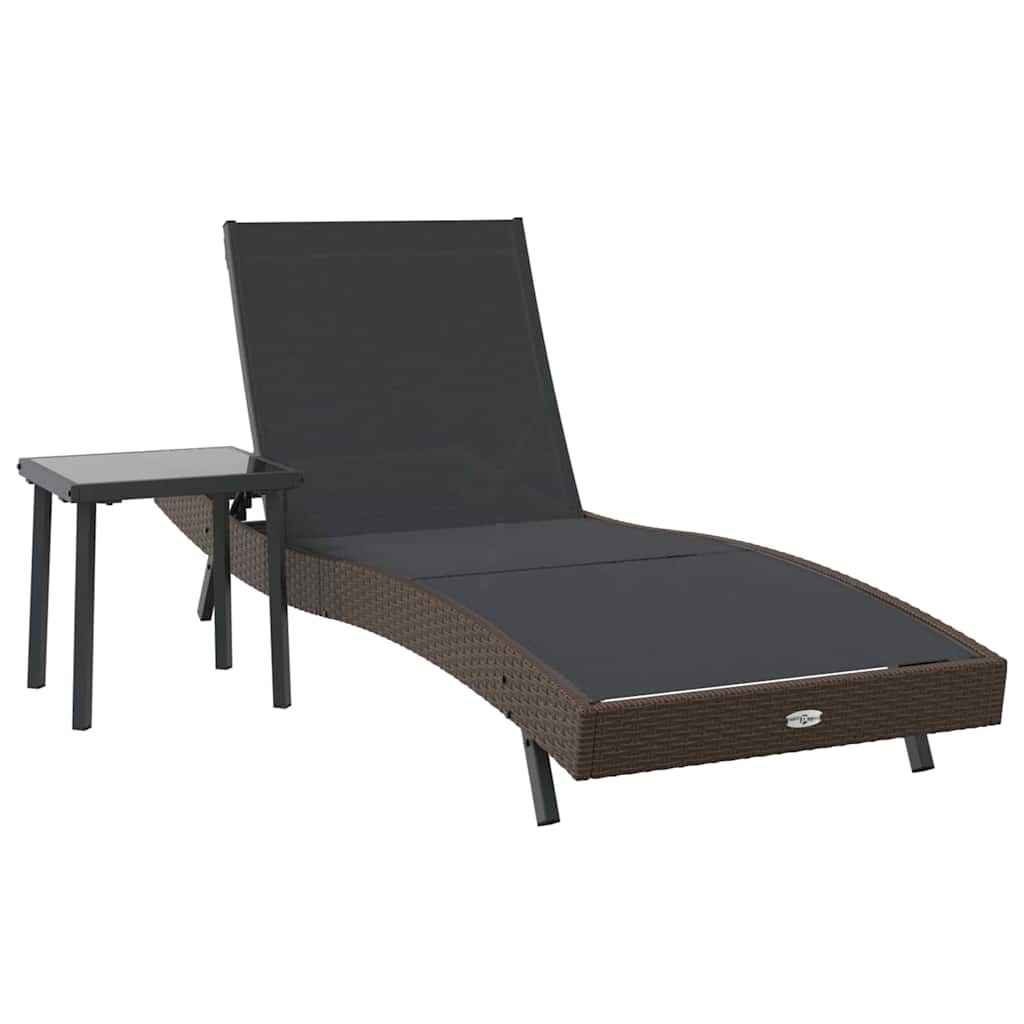 Solstol 2 pcs Sort og Brunt polyrattan