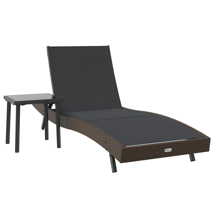 Solstol 2 pcs Sort og Brunt polyrattan
