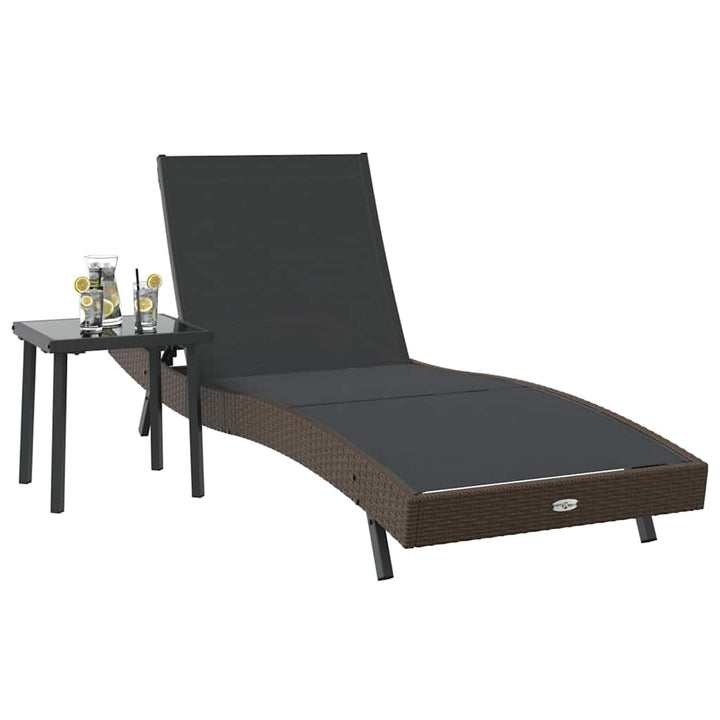 Solstol 2 pcs Sort og Brunt polyrattan