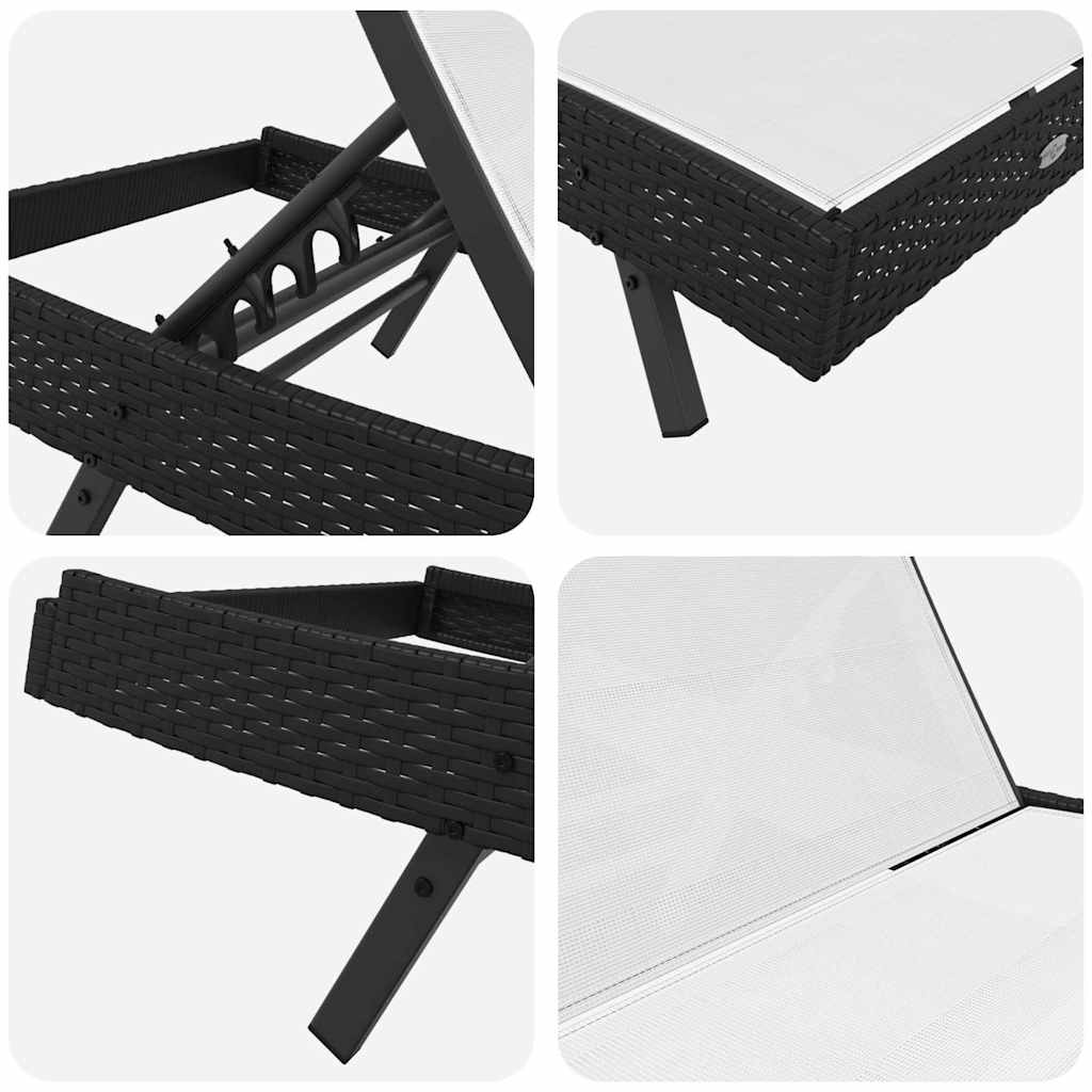 Solstol 2 pcs Sort og Hvid polyrattan