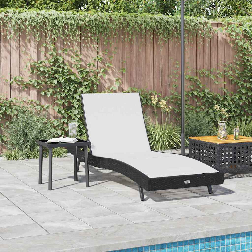 Solstol 2 pcs Sort og Hvid polyrattan