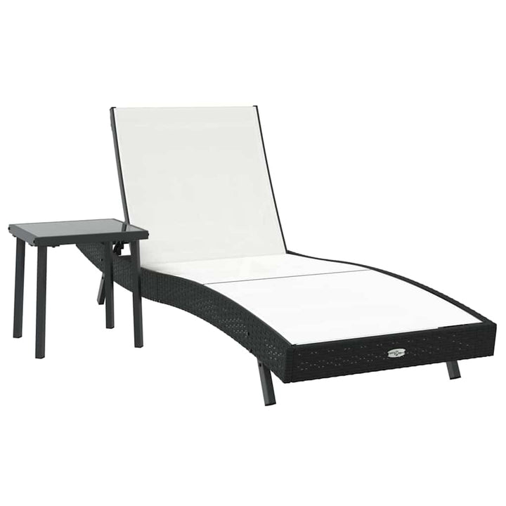 Solstol 2 pcs Sort og Hvid polyrattan