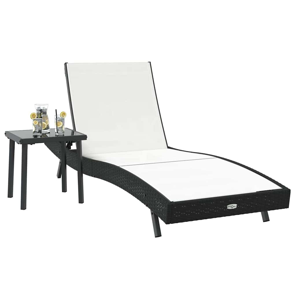 Solstol 2 pcs Sort og Hvid polyrattan