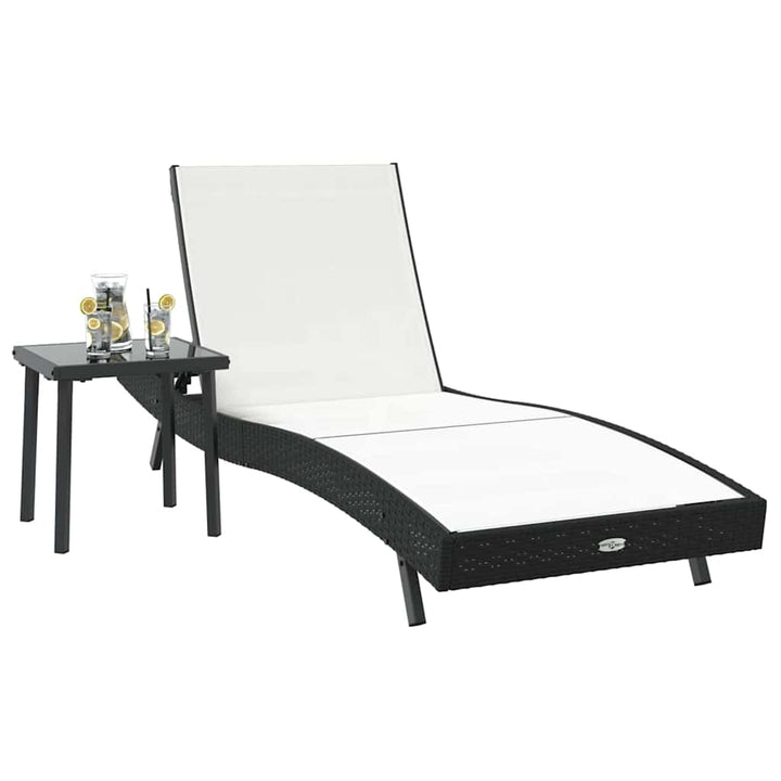 Solstol 2 pcs Sort og Hvid polyrattan