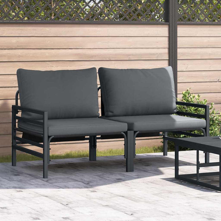Udendørs Møbler med pude 2 Stk Antracit 80 x 80 x 71 cm Stål