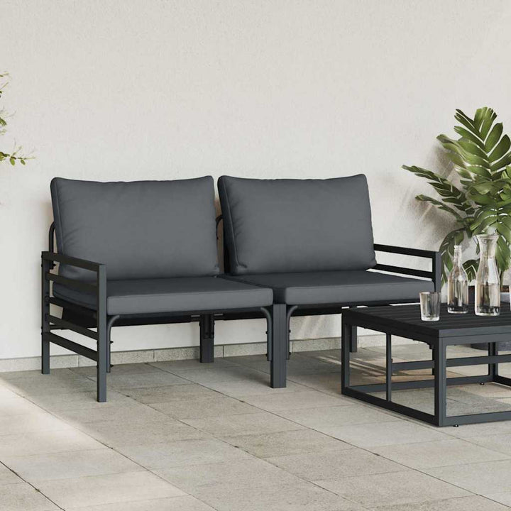 Udendørs Møbler med pude 2 Stk Antracit 80 x 80 x 71 cm Stål