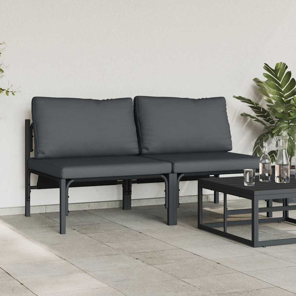 Udendørs Møbler med pude 2 Stk Antracit 80 x 80 x 71 cm Stål