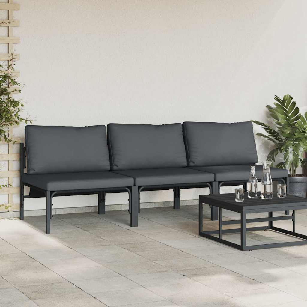 Udendørs Møbler med pude 3 Stk Antracit 80 x 80 x 71 cm Stål