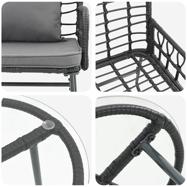 Have Spisebordssæt 3 pcs Sort og Anthracit polyrattan