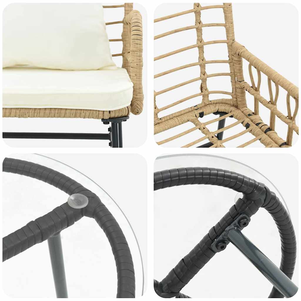 Have Spisebordssæt 3 pcs Brun og Creme polyrattan