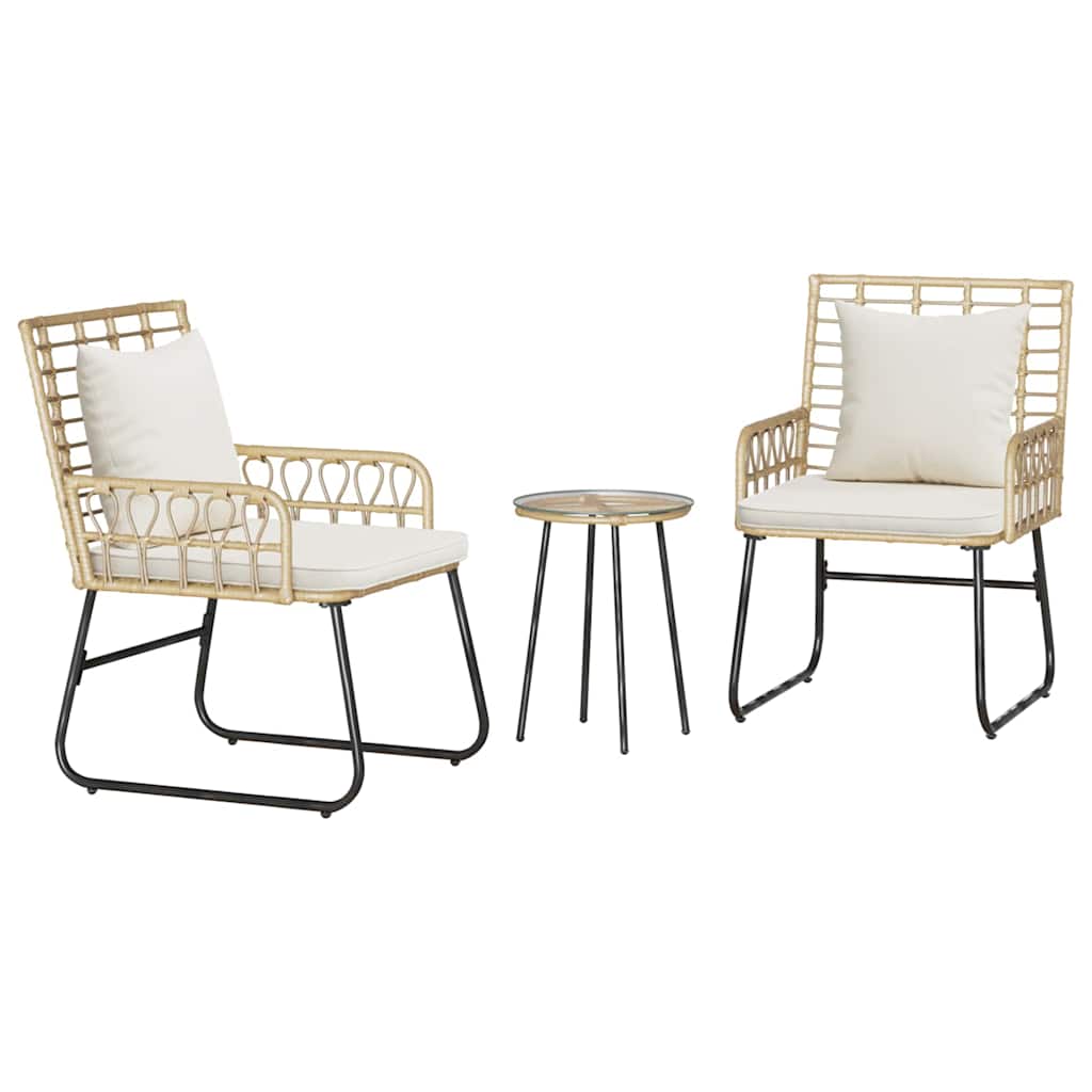 Have Spisebordssæt 3 pcs Brun og Creme polyrattan