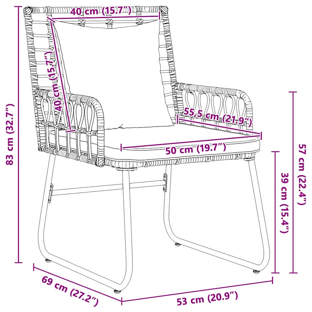 Have Spisebordssæt 3 pcs Sort og Anthracit polyrattan