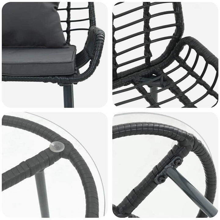 Have Spisebordssæt 3 pcs Sort og Anthracit polyrattan