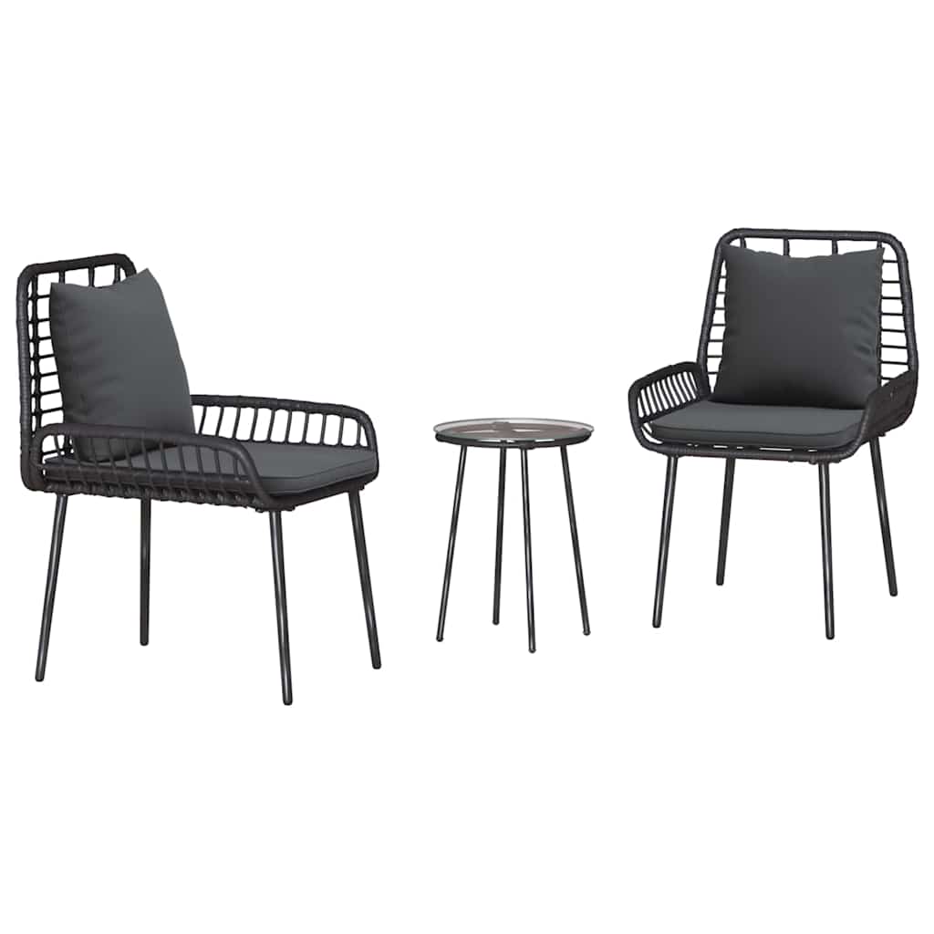 Have Spisebordssæt 3 pcs Sort og Anthracit polyrattan