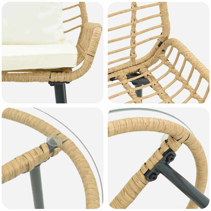 Have Spisebordssæt 3 pcs Brun og Creme polyrattan
