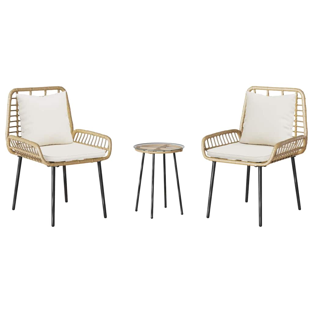 Have Spisebordssæt 3 pcs Brun og Creme polyrattan