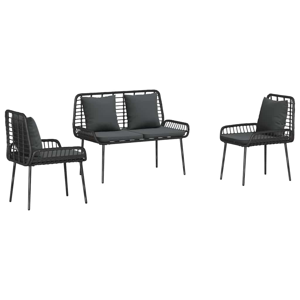 Have Spisebordssæt 3 pcs Sort og Anthracit polyrattan
