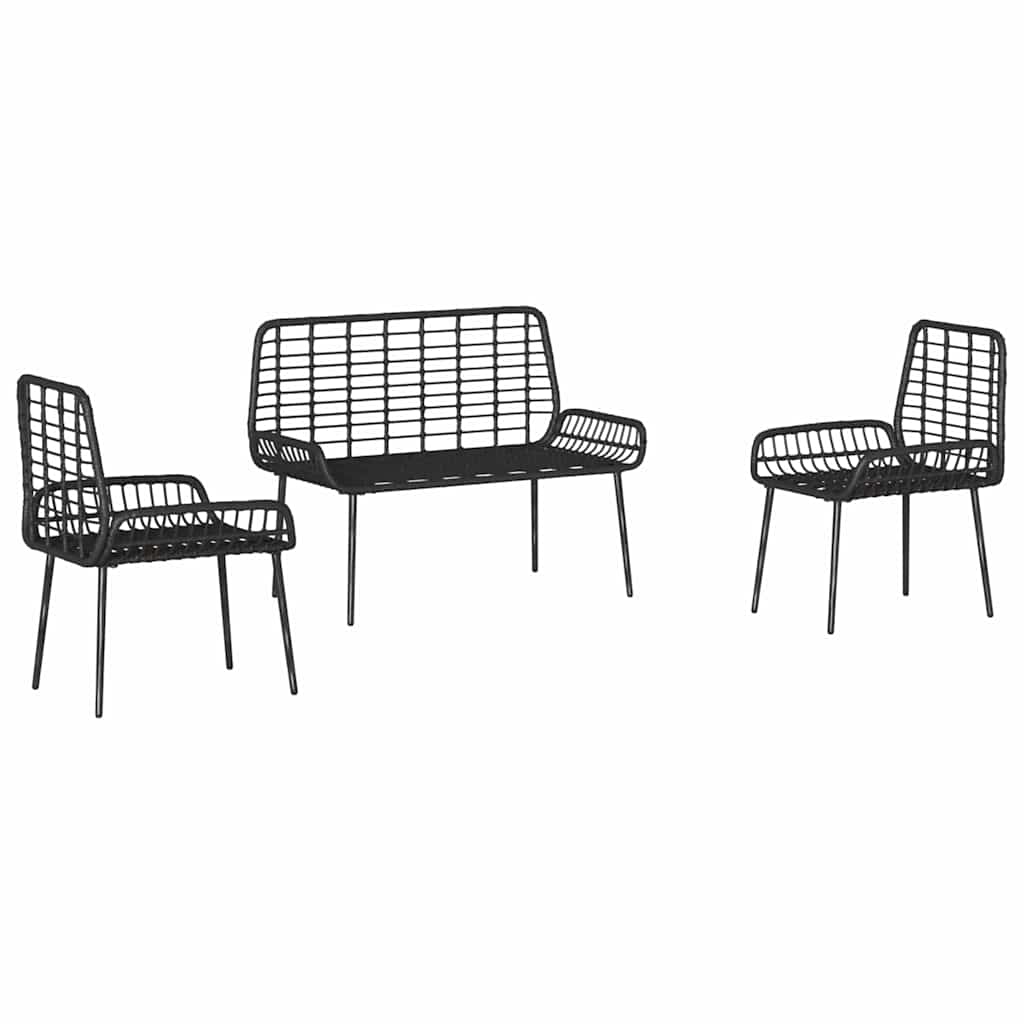 Have Spisebordssæt 3 pcs Sort og Anthracit polyrattan
